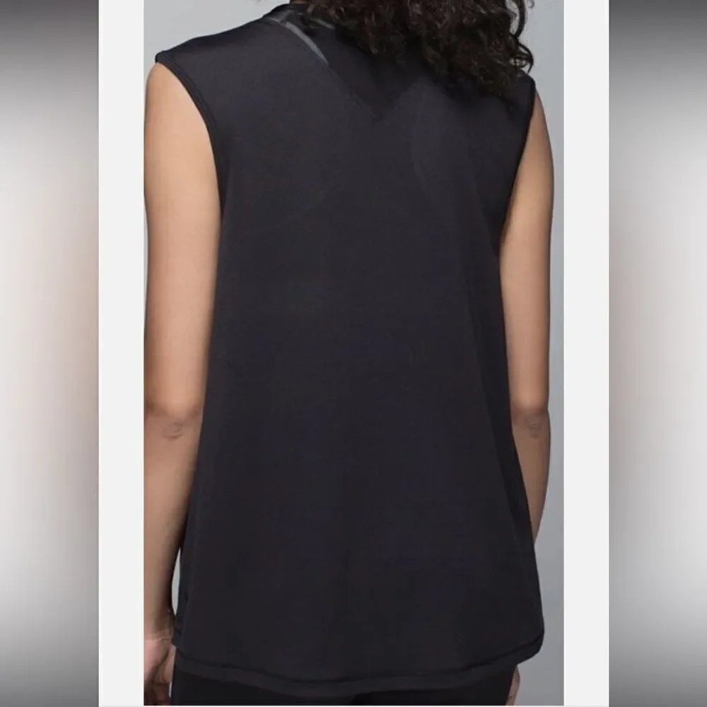 Lululemon Lab Edge Tee Sleeveless Tank Top Black Knit Mesh 